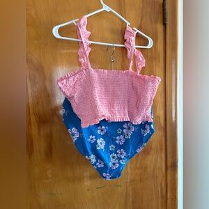 Pink and Blue Floral Swimsuit